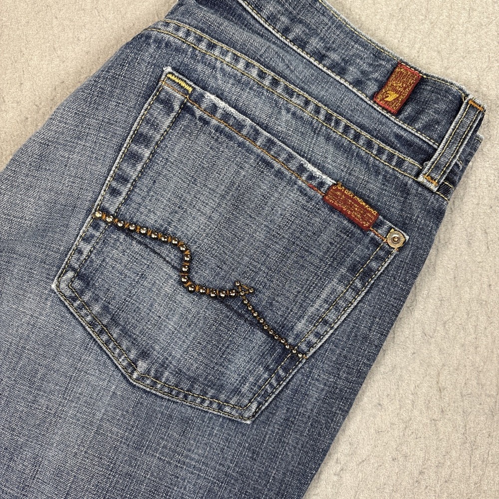 7 For‎ All Mankind Flare Jeans Women Bootcut 31x32 Blue Mid Rise Denim